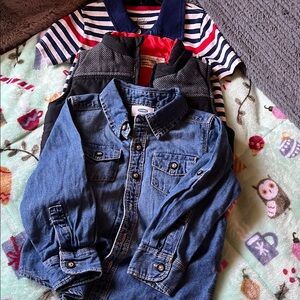 Kids Oshkosh Jacket, b gosh shirt and old navy button up shirt, (3) piece